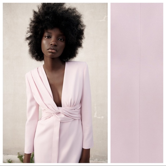 NWT. Zara Pink Draped Blazer Mini Dress Size L. - Picture 3 of 12